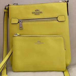 Coach mini Rowan file bag and wallet, yellow